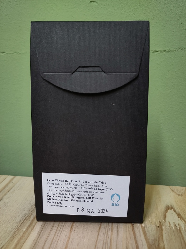 Eclats de chocolat 74% - Aux noix de cajou