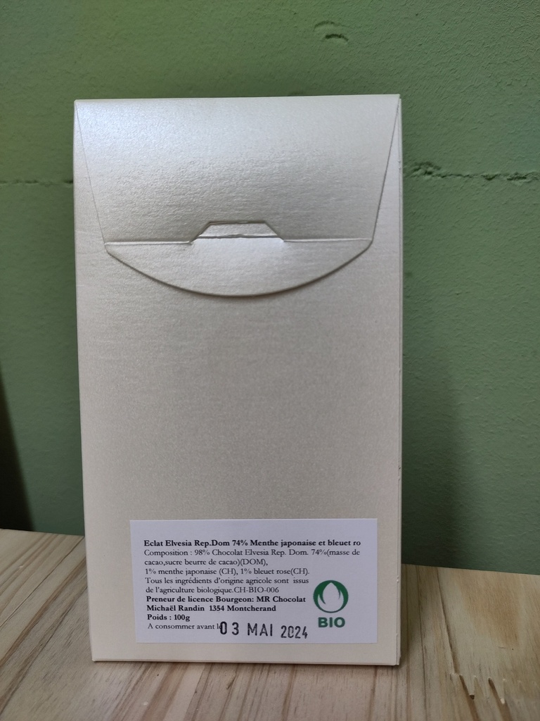 Eclats de chocolat 74% - Menthe japonaise
